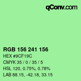 Color code: RGB 156 241 156 | qconv.com