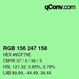 Color code: RGB 156 247 158 | qconv.com