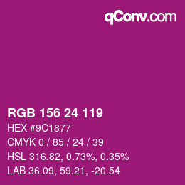 颜色代码: RGB 156 24 119 | qconv.com