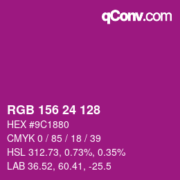 颜色代码: RGB 156 24 128 | qconv.com