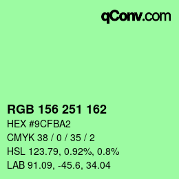 カラーコード: RGB 156 251 162 | qconv.com