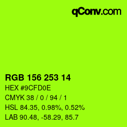 颜色代码: RGB 156 253 14 | qconv.com