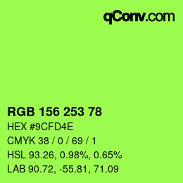 Color code: RGB 156 253 78 | qconv.com