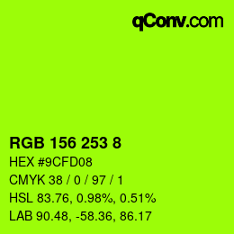 颜色代码: RGB 156 253 8 | qconv.com