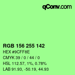 Color code: RGB 156 255 142 | qconv.com