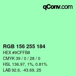 Color code: RGB 156 255 184 | qconv.com