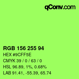 Code couleur: RGB 156 255 94 | qconv.com