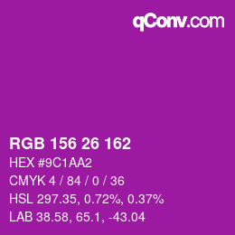 Color code: RGB 156 26 162 | qconv.com