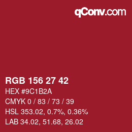 Color code: RGB 156 27 42 | qconv.com