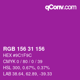 カラーコード: RGB 156 31 156 | qconv.com