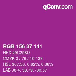 カラーコード: RGB 156 37 141 | qconv.com