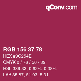 カラーコード: RGB 156 37 78 | qconv.com