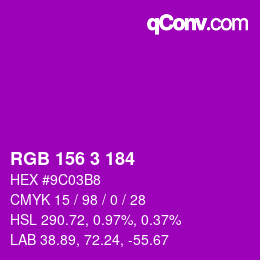 カラーコード: RGB 156 3 184 | qconv.com