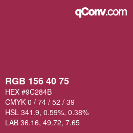 Código de color: RGB 156 40 75 | qconv.com
