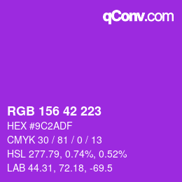 Farbcode: RGB 156 42 223 | qconv.com