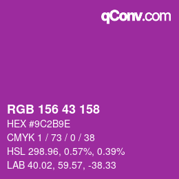 Color code: RGB 156 43 158 | qconv.com