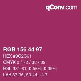 カラーコード: RGB 156 44 97 | qconv.com
