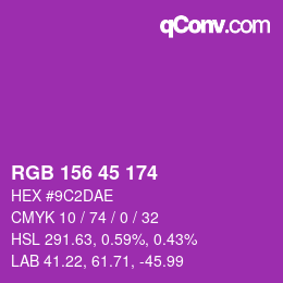 颜色代码: RGB 156 45 174 | qconv.com