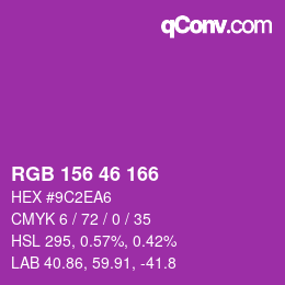 颜色代码: RGB 156 46 166 | qconv.com