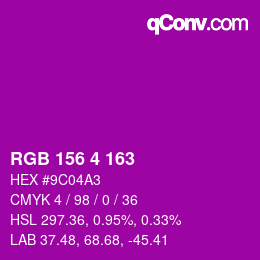 Color code: RGB 156 4 163 | qconv.com