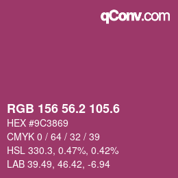 カラーコード: RGB 156 56.2 105.6 | qconv.com