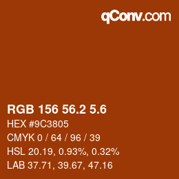 カラーコード: RGB 156 56.2 5.6 | qconv.com