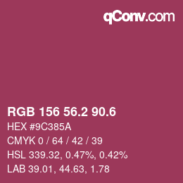 カラーコード: RGB 156 56.2 90.6 | qconv.com
