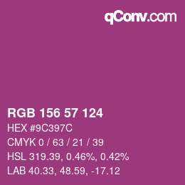 Código de color: RGB 156 57 124 | qconv.com