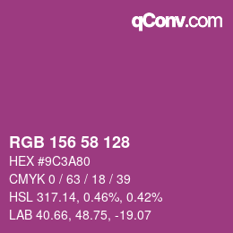 颜色代码: RGB 156 58 128 | qconv.com