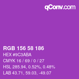 カラーコード: RGB 156 58 186 | qconv.com