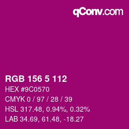 Color code: RGB 156 5 112 | qconv.com