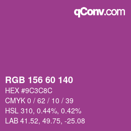 颜色代码: RGB 156 60 140 | qconv.com