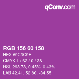 カラーコード: RGB 156 60 158 | qconv.com