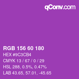 颜色代码: RGB 156 60 180 | qconv.com