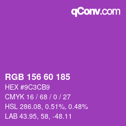 Color code: RGB 156 60 185 | qconv.com