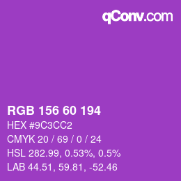カラーコード: RGB 156 60 194 | qconv.com