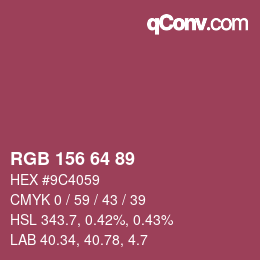 Código de color: RGB 156 64 89 | qconv.com