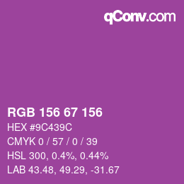 Color code: RGB 156 67 156 | qconv.com