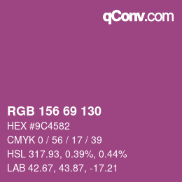 カラーコード: RGB 156 69 130 | qconv.com