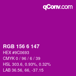 Color code: RGB 156 6 147 | qconv.com