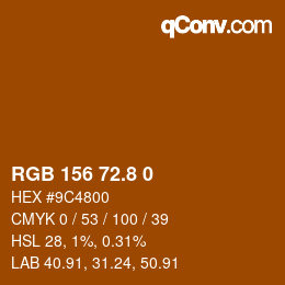 Color code: RGB 156 72.8 0 | qconv.com