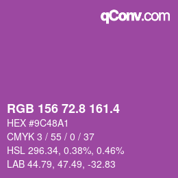 カラーコード: RGB 156 72.8 161.4 | qconv.com