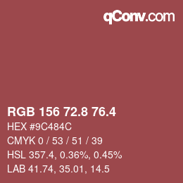 カラーコード: RGB 156 72.8 76.4 | qconv.com