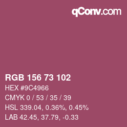 Color code: RGB 156 73 102 | qconv.com