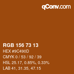 Color code: RGB 156 73 13 | qconv.com