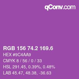 カラーコード: RGB 156 74.2 169.6 | qconv.com