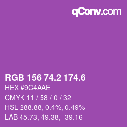 カラーコード: RGB 156 74.2 174.6 | qconv.com