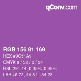 Farbcode: RGB 156 81 169 | qconv.com