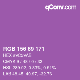 颜色代码: RGB 156 89 171 | qconv.com