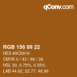 Color code: RGB 156 89 22 | qconv.com